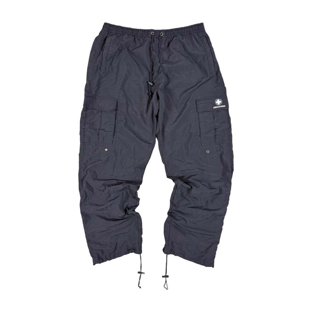 Vintage Abercrombie Black Cargo Pants Size L Regular Fit Straight Leg Baggy Fit